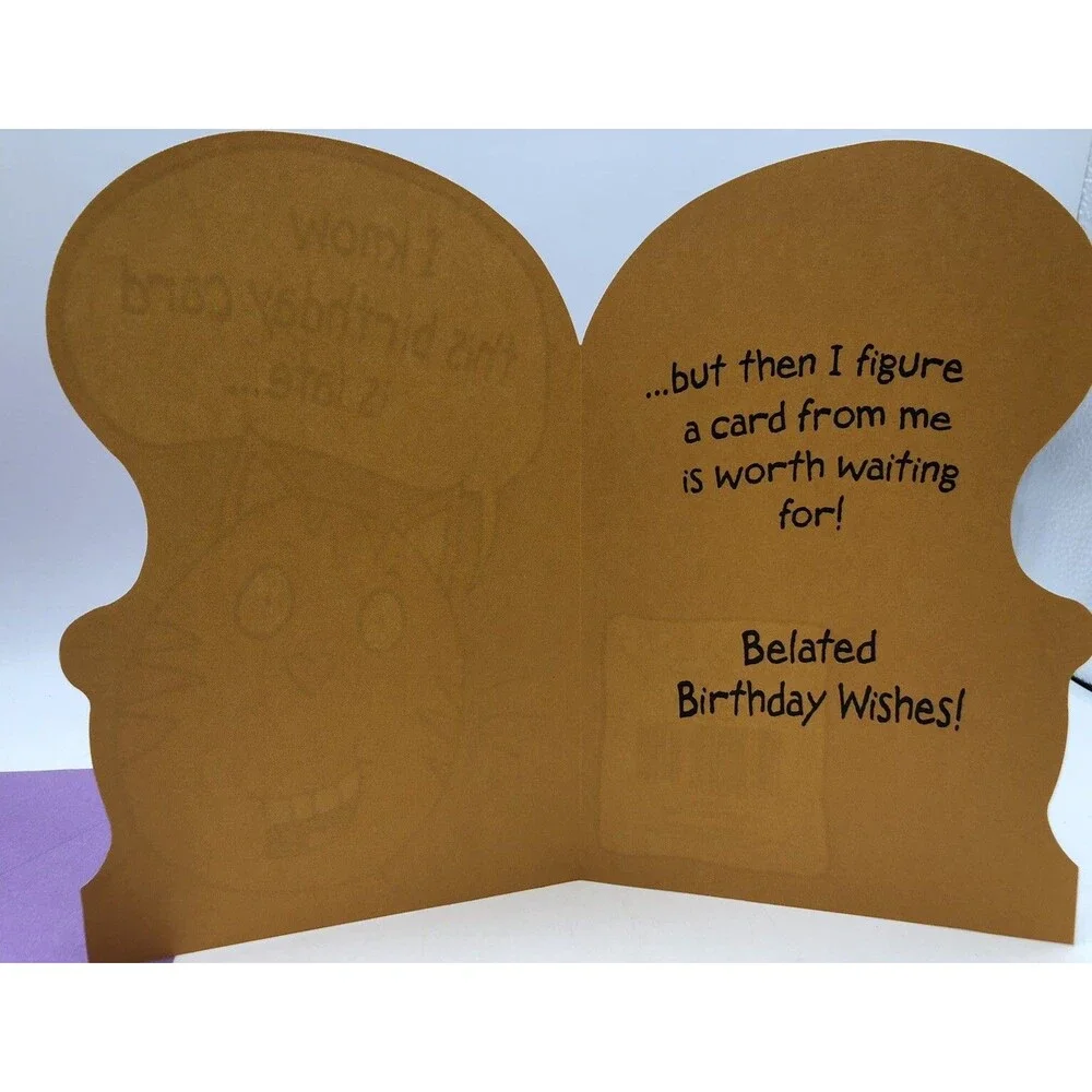 Belated Birthday Wishes - 5 X 8 Card With Envelope Cat ￼Greeting Card Humble